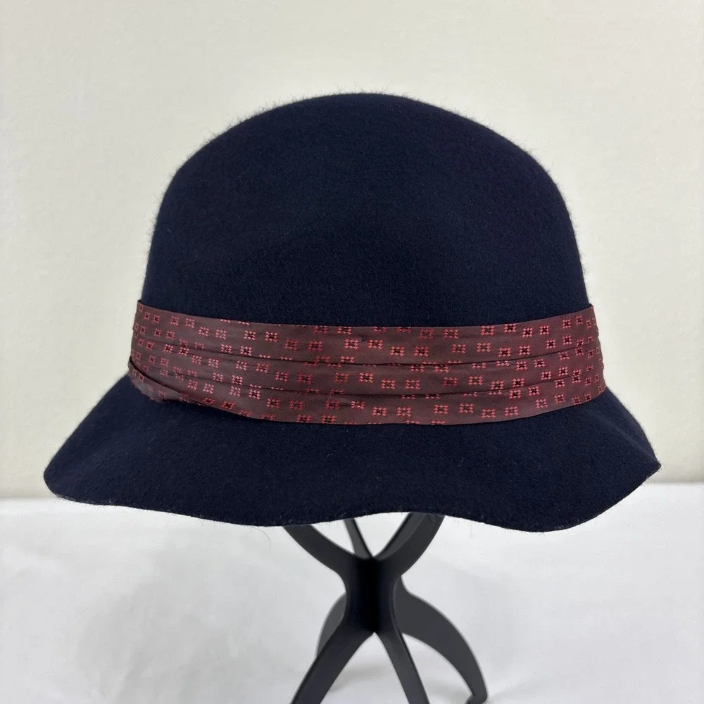 hatattack Women's Black Fedora 100% Wool Felt Hat Red Ribbon Band Classic OSFM‎